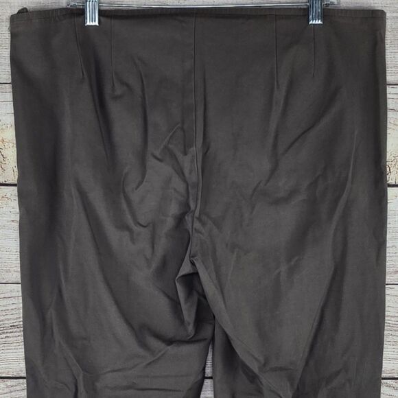 Eileen Fisher Slim Ankle Casual Linen Straight Leg Brown Pants Large Petite - Picture 7 of 9